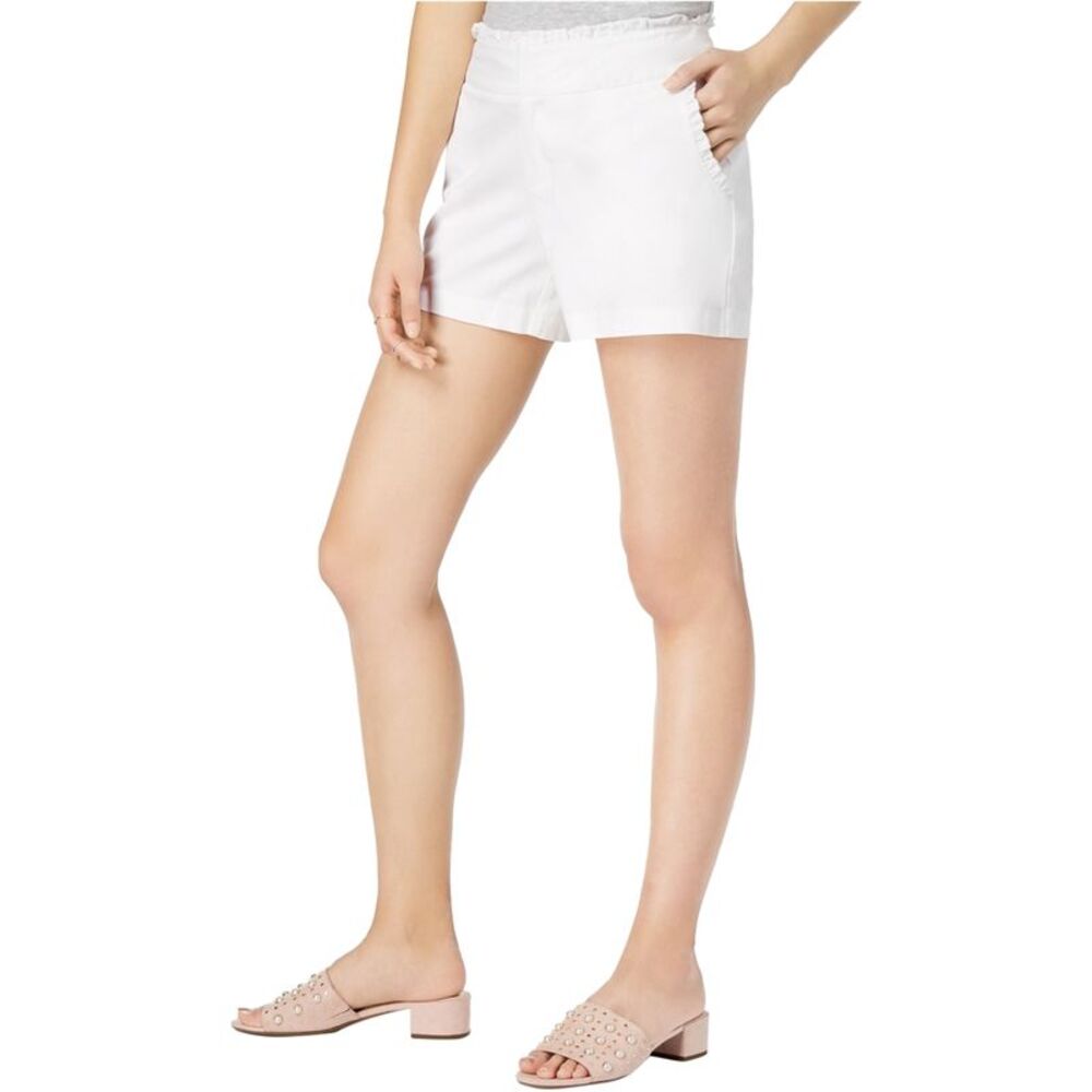 maison Jules Womens Ruffled Casual Chino Shorts, White, 10, DM